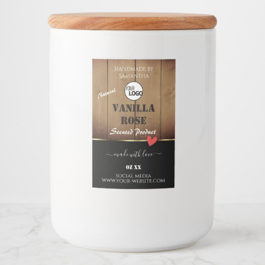 Bruine houten korrels Verpakkingsetiketten Logo Voedselcontainer Etiket (Voorkant)