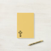 Bruine houten kruis illustratie post-it® notes (Op bureau)