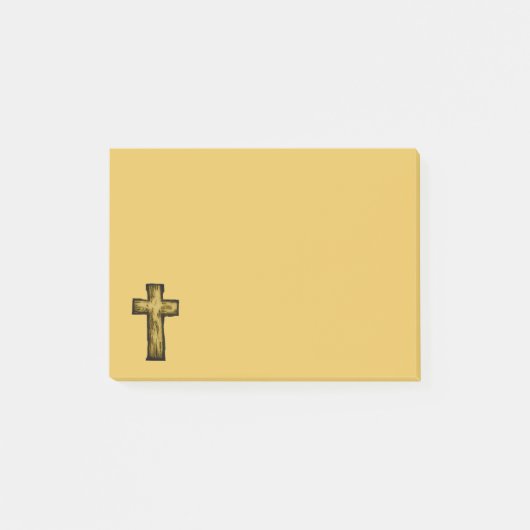 Bruine houten kruis illustratie post-it® notes (Voorkant)