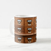 Bruine houten lade koffiemok (Voorkant links)
