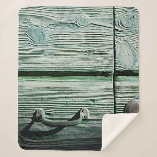 Bruine houten lade sherpa deken (Voorkant)