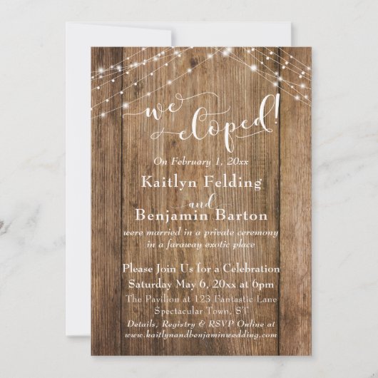 Bruine houten lichten We zijn weggelopen Typografi Kaart (Voorkant)