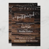 Bruine Houten Lichtslingers Uitgestelde Trouwkaart Kaart (Voorkant / Achterkant)