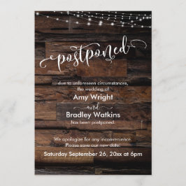 Bruine Houten Lichtslingers Uitgestelde Trouwkaart Kaart