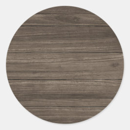 Bruine houten plank look elegante sjabloon ronde sticker