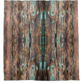 Bruine houten plank x-groot patroon douchegordijn (Voorkant)