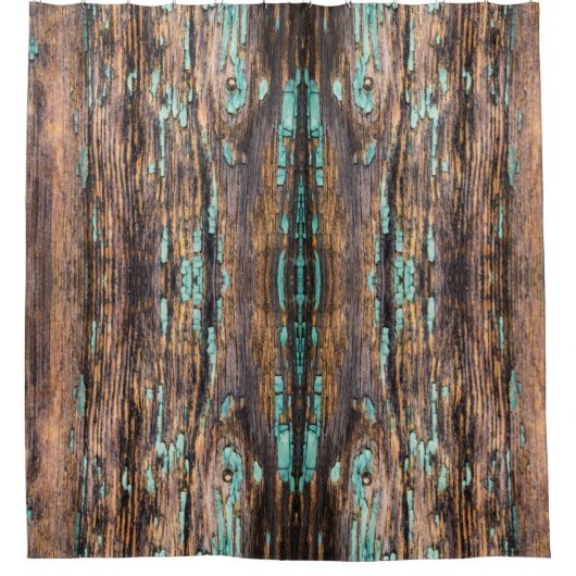 Bruine houten plank x-groot patroon douchegordijn (Voorkant)