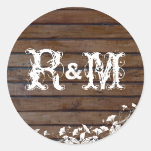 Bruine houten planken afdichtingen ronde sticker
