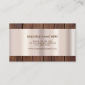 Bruine houten planken Hout Gold Border Moderne Visitekaartje (Achterkant)