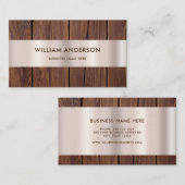 Bruine houten planken Hout Gold Border Moderne Visitekaartje (Voorkant / Achterkant)
