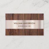 Bruine houten planken Hout Gold Border Moderne Visitekaartje (Voorkant)