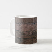 Bruine houten planken koffiemok (Voorkant links)