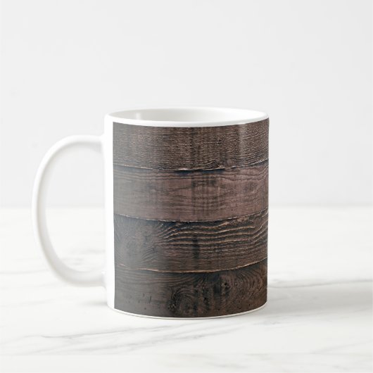 Bruine houten planken koffiemok (Links)
