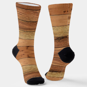 Bruine houten planken ontwerp  sokken
