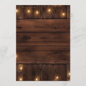 Bruine Houten Rustieke Slingerlichten Bruiloft Menu (Achterkant)