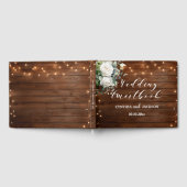 Bruine Houten Rustieke Slingerlichtjes Bloemige Br Gastenboek (Volledig)