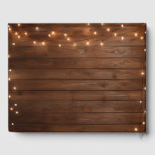 Bruine Houten Rustieke Slingerlichtjes Bloemige Br Gastenboek (Achterkant)