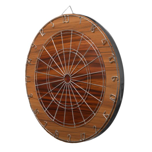 Bruine houten textuur cirkels dartbord (Voorkant Rechts)