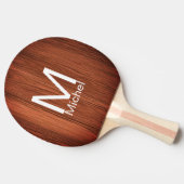 Bruine houten textuurlijnen voeg monogram letterna tafeltennisbatje (Zijkant)