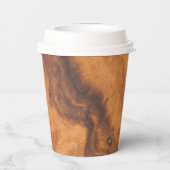 Bruine houtextuur Witte boetanker Pape Papieren Bekers (Achterkant)