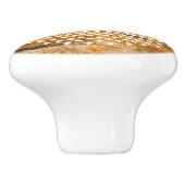 Bruine houtsbarsttextuur & witte cirkel keramische knop (Zijkant)