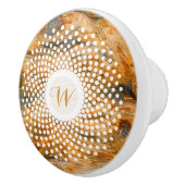 Bruine houtsbarsttextuur & witte cirkel keramische knop (Rechts)