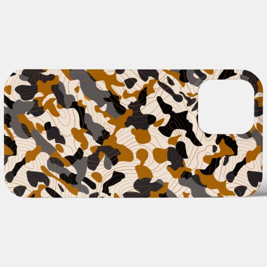 Bruine Houtskool Diagonale Camo met Contourlijnen Case-Mate iPhone Case (Achterkant (horizontaal))