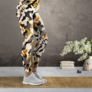Bruine Houtskool Diagonale Camo met Contourlijnen Leggings