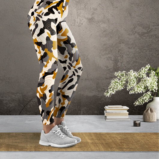 Bruine Houtskool Diagonale Camo met Contourlijnen Leggings