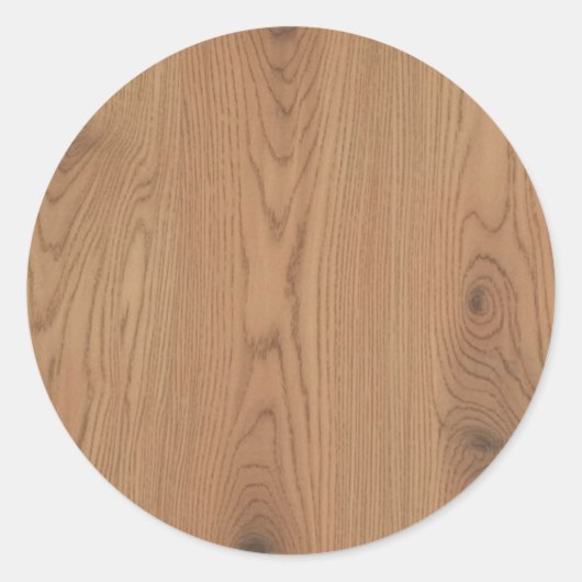 Bruine Houtstructuur Ronde Sticker (Voorkant)