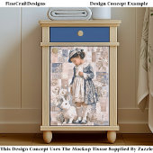 Bruine Huid Meisje met Wit Konijn EC3L Decoupage Tissuepapier