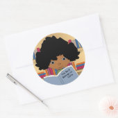 Bruine Huidbibliotheek Meisje Ronde Stickers (Envelop)