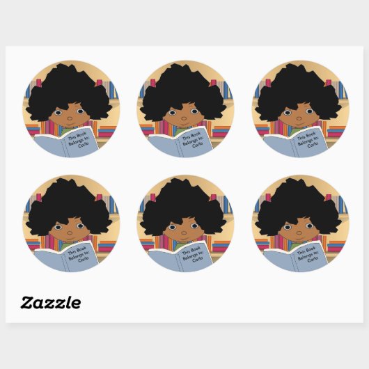 Bruine Huidbibliotheek Meisje Ronde Stickers (Vel)