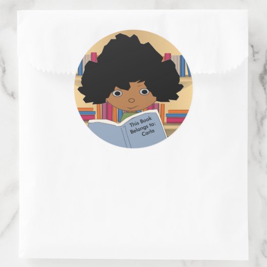 Bruine Huidbibliotheek Meisje Ronde Stickers (Tas)