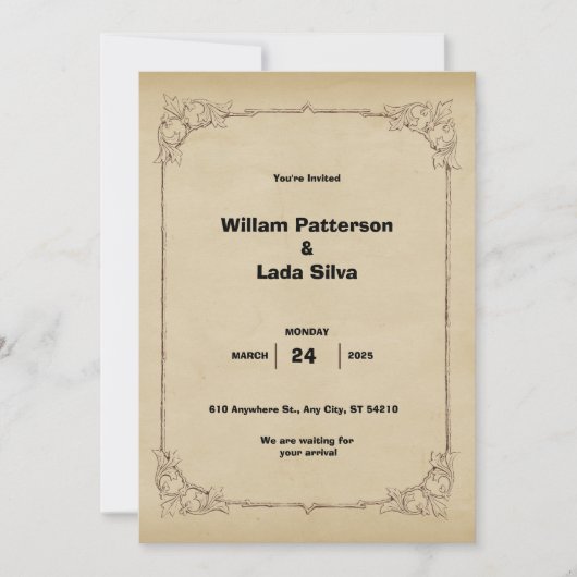  bruine huwelijksuitnodiging kaart (Voorkant)