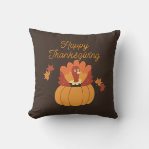 Bruine illustratieve Thanksgiving Kussen