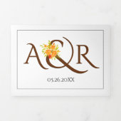 Bruine initialen ampersand oranje rozen herfst bru drieluik uitnodiging (Cover)