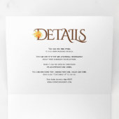 Bruine initialen ampersand oranje rozen herfst bru drieluik uitnodiging (Binnenzijde eerst)