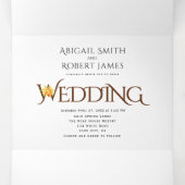 Bruine initialen ampersand oranje rozen herfst bru drieluik uitnodiging (Binnenkant midden)