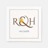 Bruine initialen ampersand oranje rozen herfst bru servet (Voorkant)