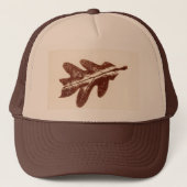 Bruine insecten beschadigde herfst witte eikenblad trucker pet (Voorkant)