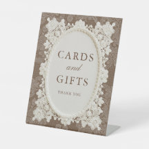 Bruine Ivoor Kanten Bruiloftkaarten & Cadeaus