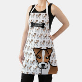 Bruine Jack Russell Terrier met Ruw Haar & Naam Schort (Insitu)