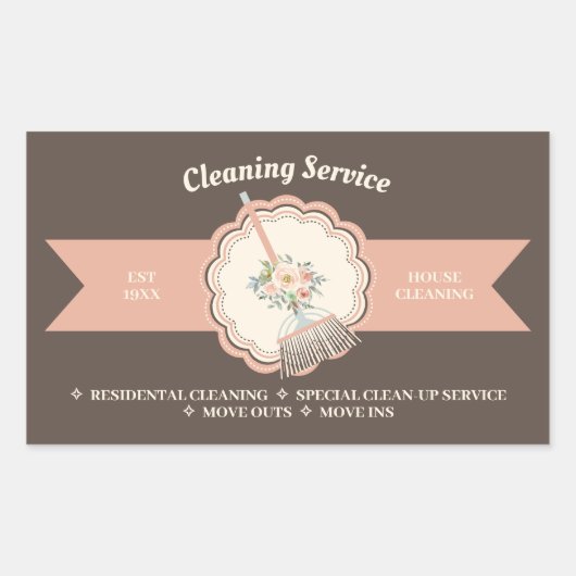 Bruine Janitorial Kalligrafie Huishoudschoonmaak Rechthoekige Sticker (Voorkant)
