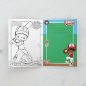 Bruine Jongens Baseball Kleurplaat Gelukkige Verja Kaart (Binnen)