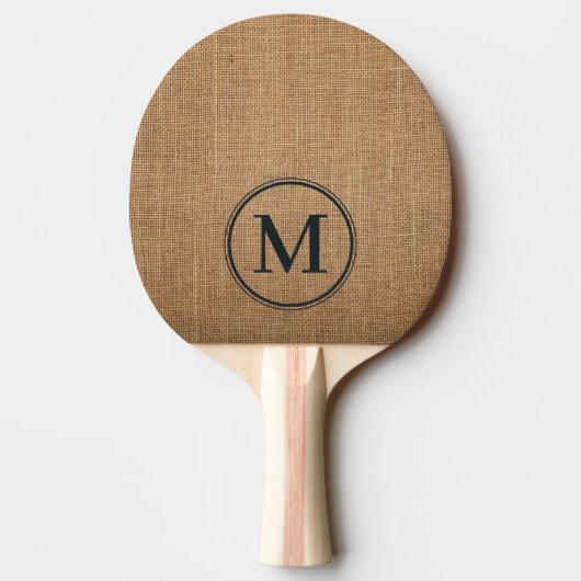 Bruine Jute Monogram Tafeltennisbatje (Achterkant)