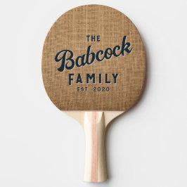 Bruine Jute Retro Familienaam & Jaar Tafeltennisbatje