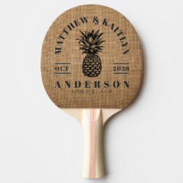 Bruine Jute Tropische Ananas Trouwkam Tafeltennisbatje