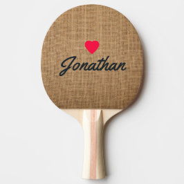 Bruine Jute Vintage Hart Handtekening Tafeltennisbatje