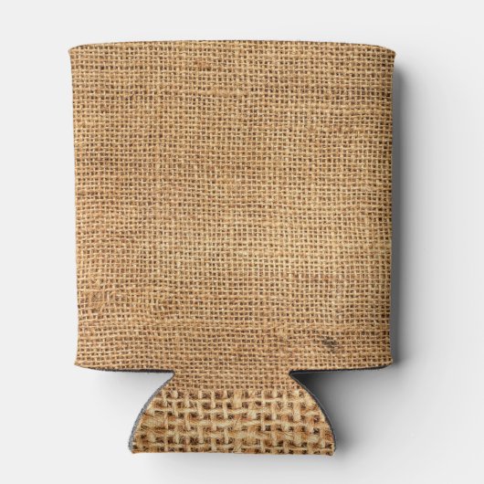 Bruine juten zak: geweven doek achtergrond blikjeskoeler (Achterkant)